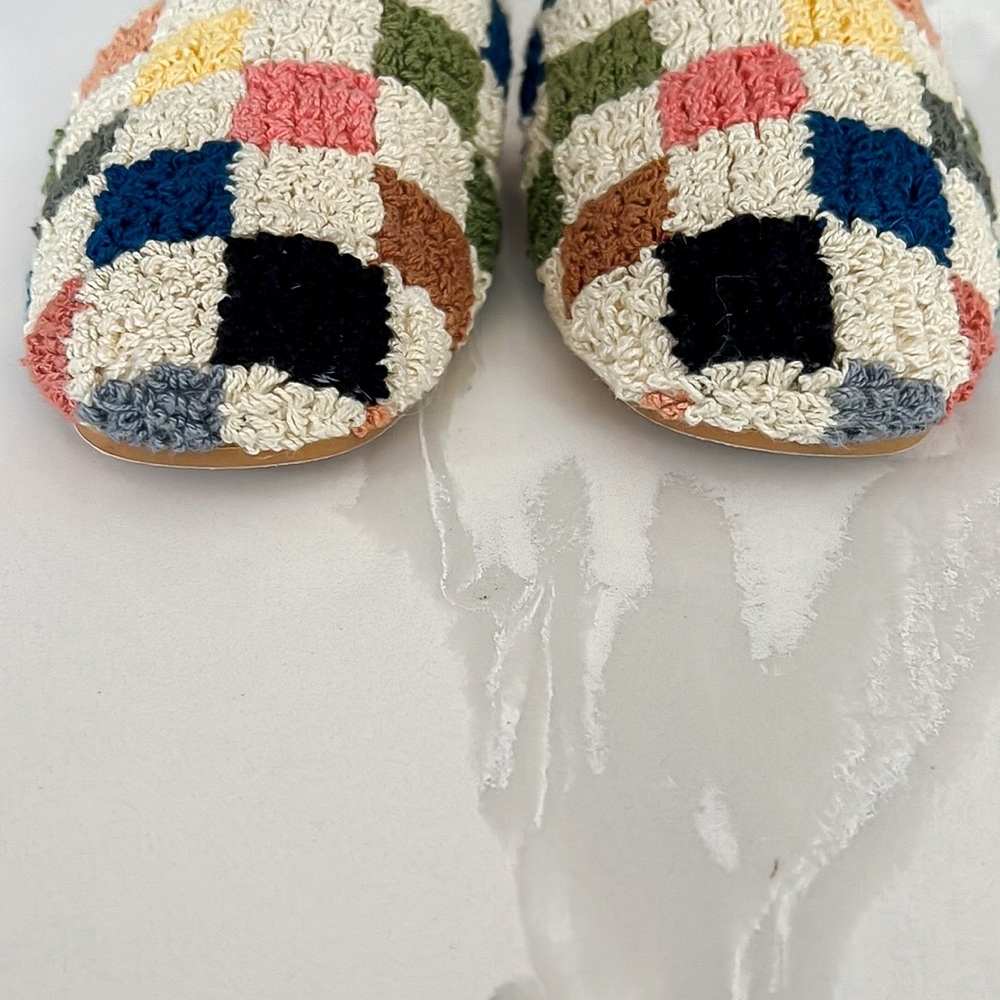 Anthropologie x Emily Isabella Checkered Colorful Sherpa Slippers Womens Medium - Picture 8 of 16